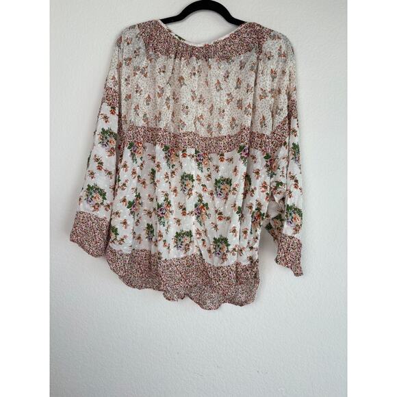 New Directions Top Women’s Blouse XL Floral Sheer Spring Summer Boho Cottagecore - Picture 4 of 11